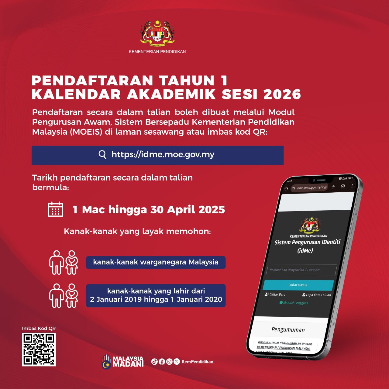 Pendaftaran Tahun 1 Kalendar Akademik Sesi 2026