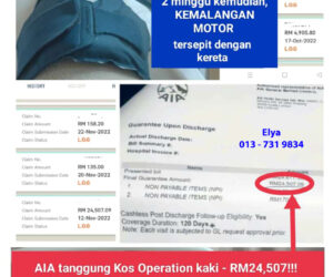 Client Accident & perlukan operation ACL - AIA tanggung Kos Rawatan Operation lebih RM30,000 dan rawatan masih diteruskan! Lokasi Client : Rawang, Selangor Hospital Pilihan : KPJ Rawang, Selangor