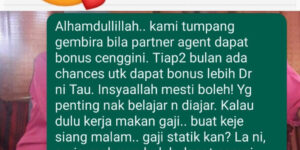 Alhamdullillah.. kami tumpang gembira bila partner agent dapat bonus cenggini. Tiap2 bulan ada chances utk dapat bonus lebih Dr ni Tau. Insyaallah mesti boleh! Yg penting nak belajar n diajar. Kalau dulu kerja makan gaji.. buat keje siang malam.. gaji statik kan? La ni, surirumah pun boleh dapat camni. Ni bonus ja, xmasuk komisen 2x sebulan sehingga 6 tahun!! Kita buat kerja untuk diri & family! Proud of u olz! 🥰